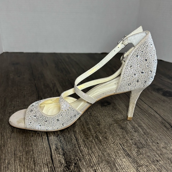 Alfani Women's Rhinestone Silver Heeled Sandals With A Double Strap Size 8 - Picture 8 of 11